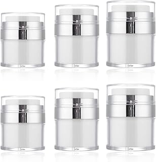 Airless Pump Jar, 6PCS Cream Jar Vacuum Bottle Refillable Travel Containers for Toiletries, Airless Pump Bottles for Lotions And Creams