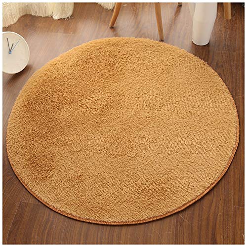 Alfombra Redonda para Salón, Dormitorio, Cocina Y Oficina, Alfombra Salón Pelo Corto/Alfombra Decorativa de Pelo Largo Suave Superficie Alfombra Estera de Felpa,130cm,Caqui-Corto Cover
