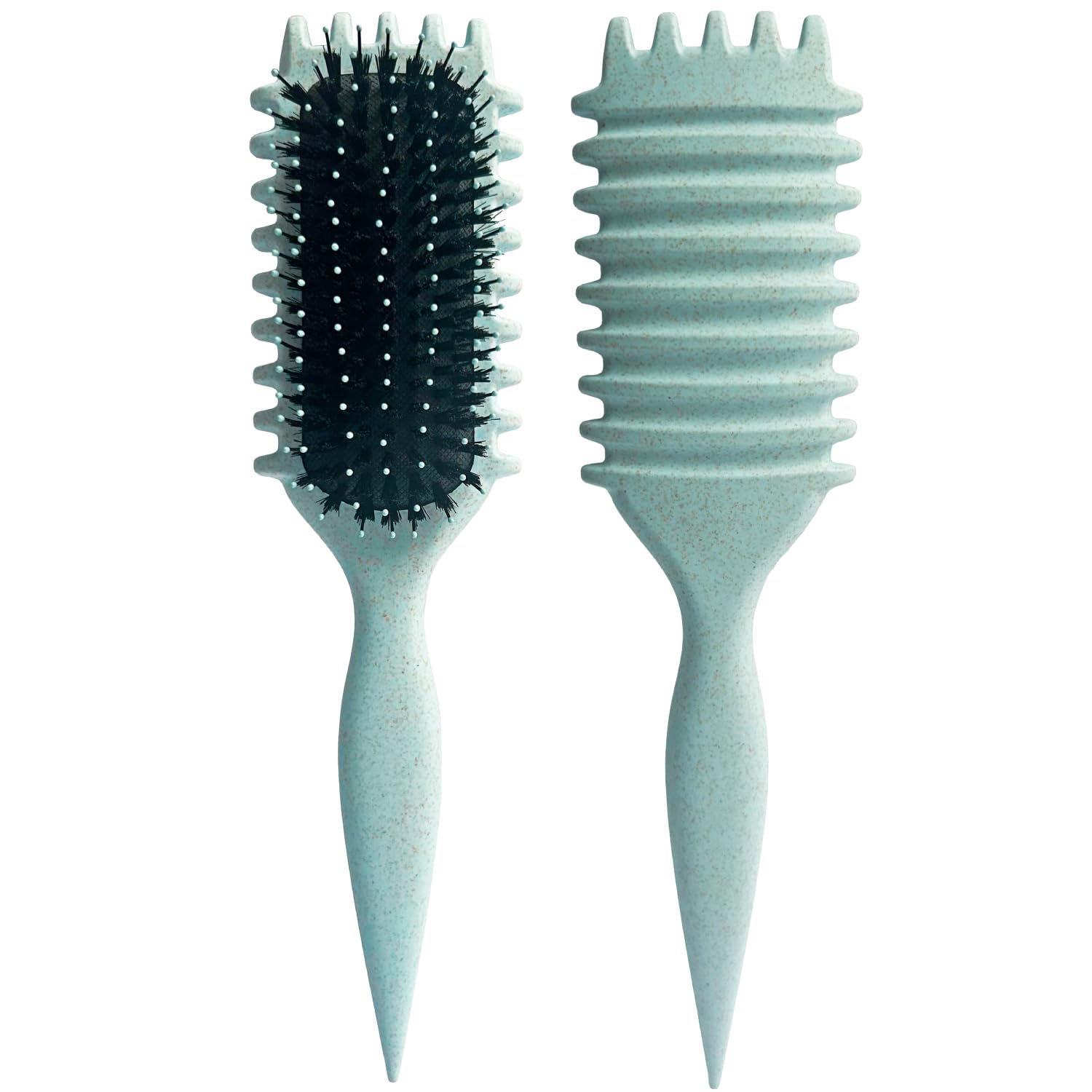 LAC FOR YOU Lockenbürste Rib – Curly Hair Brush Gerippter Rücken für Bounce-Locken, Weiche Abgerundete Borsten, Locken Haarbürste Antifrizz, Soft-Grip – Hellblau