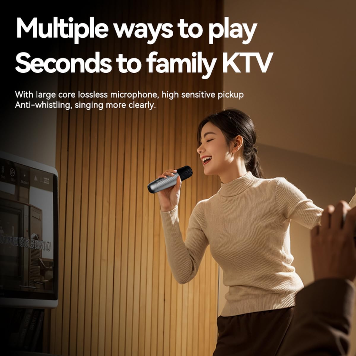 Portable Karaoke Machine Bluetooth Mini Loud Megaphone Speaker with 2 Wireless Mics Colorful Party Light Birthday Gift Family Fun Home Outdoor Party for Kid Adult