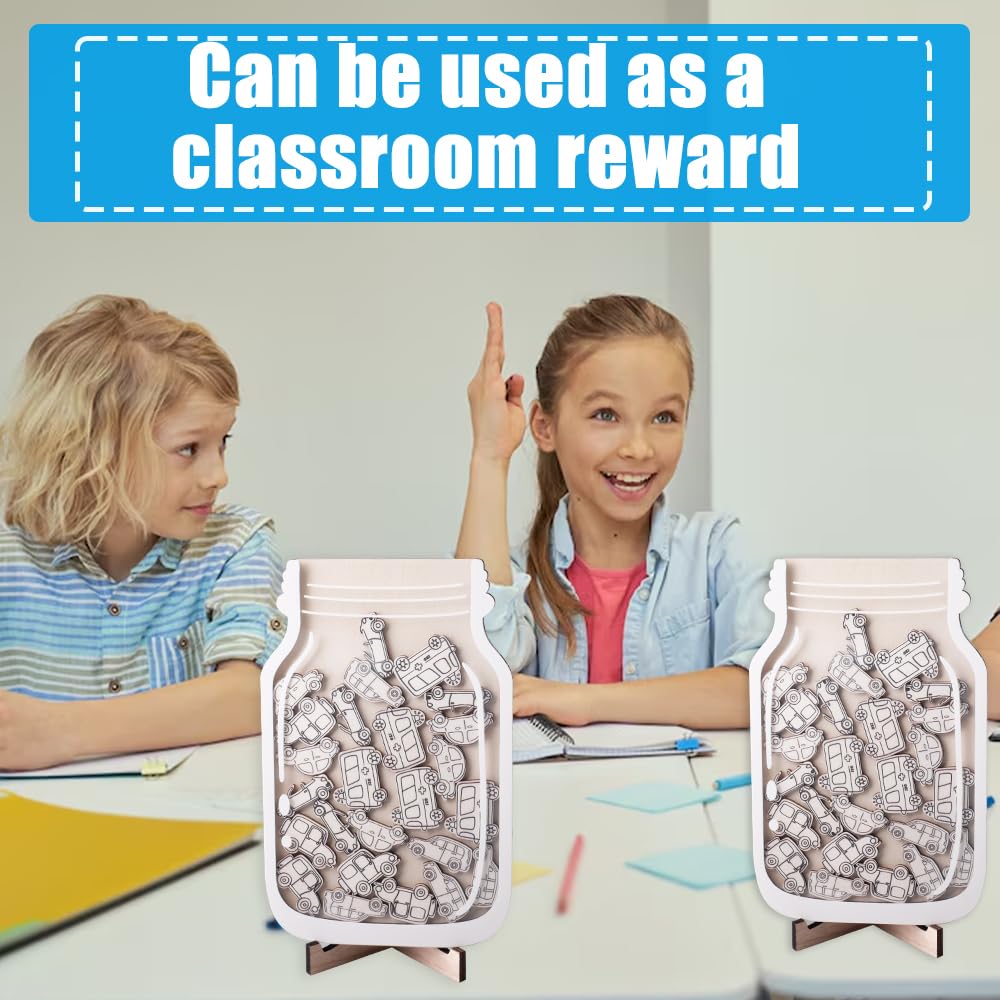 YunBey Barattolo di Ricompensa per Bambini Tabella delle Ricompense per Bambini Barattolo di Incentivi con Automotive Universal per Ragazzi e Ragazze Casa Classe (Color Legno)