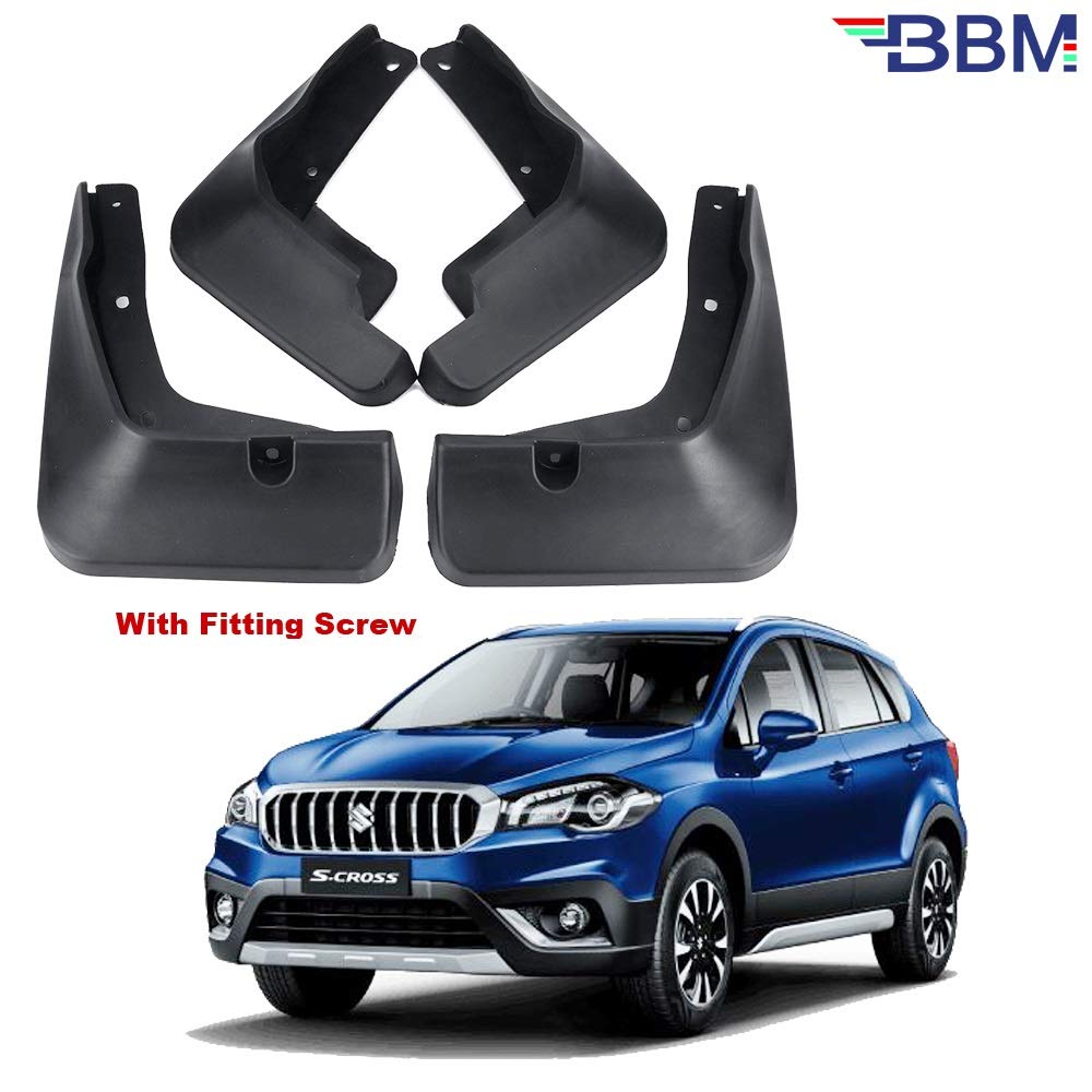 BBM Unbreakable Heavy Car Mud Flaps Splash Guard Mudguard for Maruti Suzuki S Cross 2017 Onward [Set of 4]