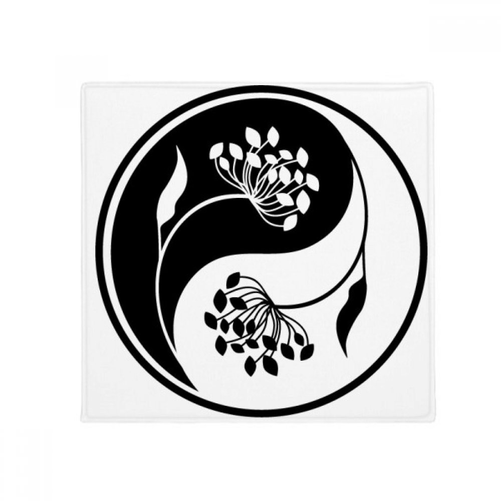 Tapis bouddhisme yin-yang noir et blanc antidérapant lavable de 80cm