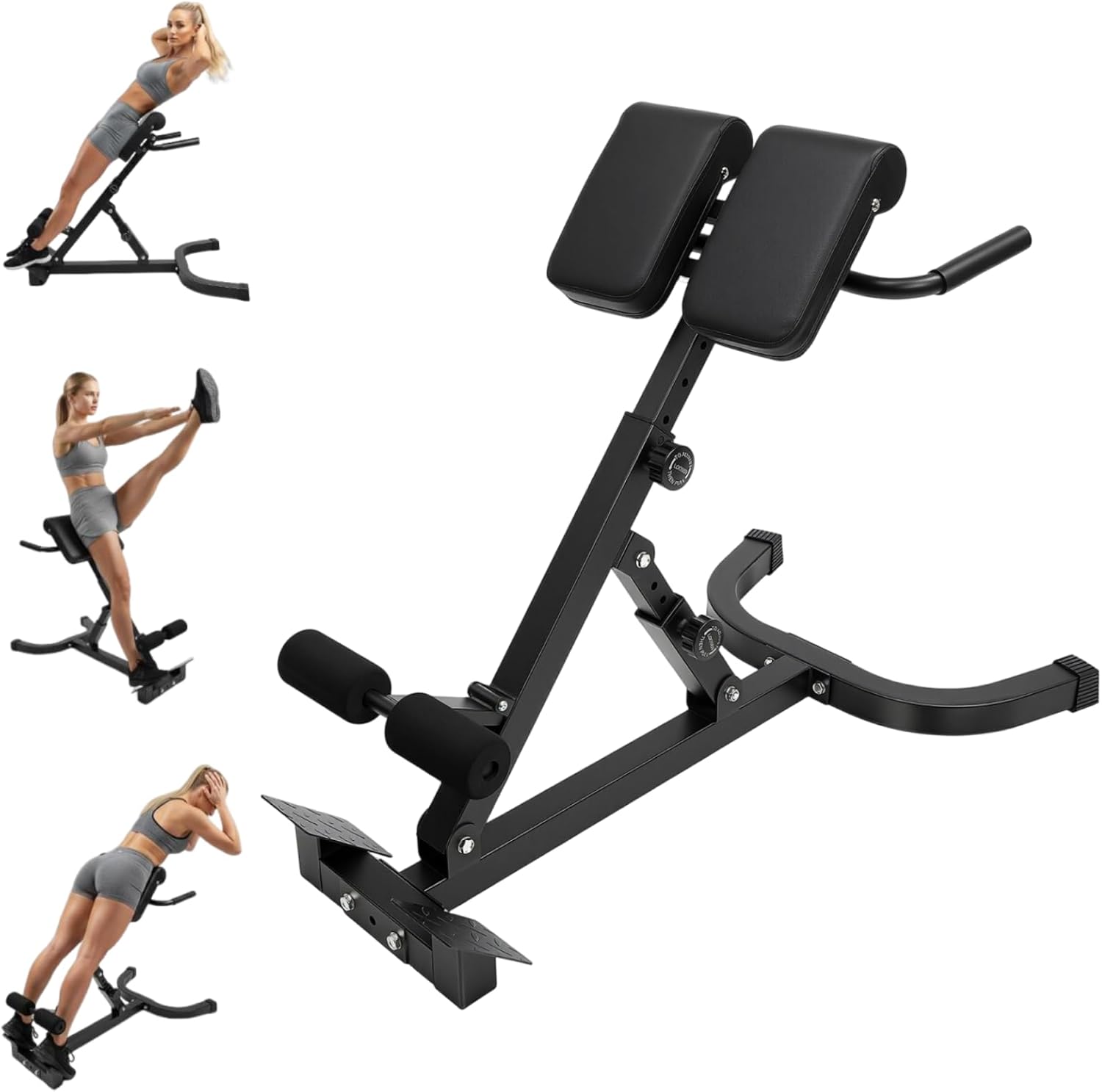 Roman Chair Back Extension Machine-Multi Functional Ab Bench, Angle & Height Dual Adjustable Back Extension Bench Machine for Glute, Leg Strength Trainer Home Gym Full Body