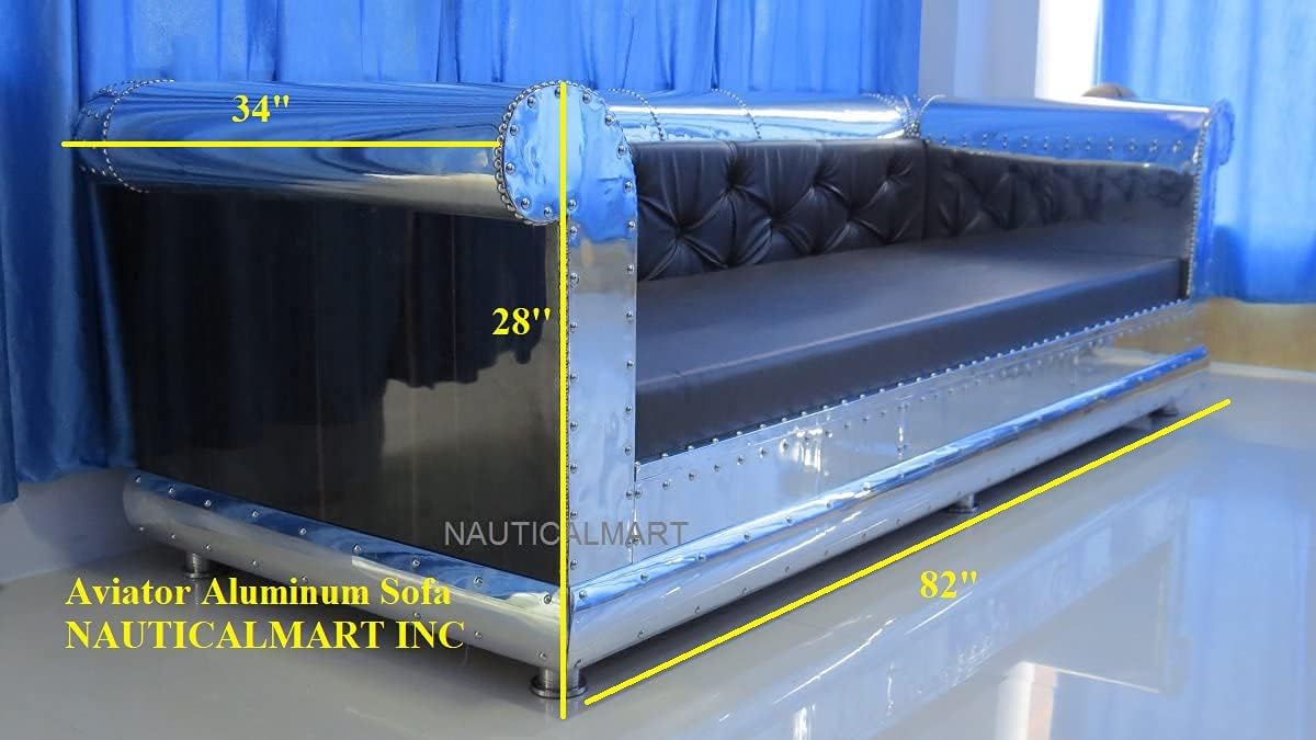 NauticalMart Modern Style Sofa with Brown Leather Furniture