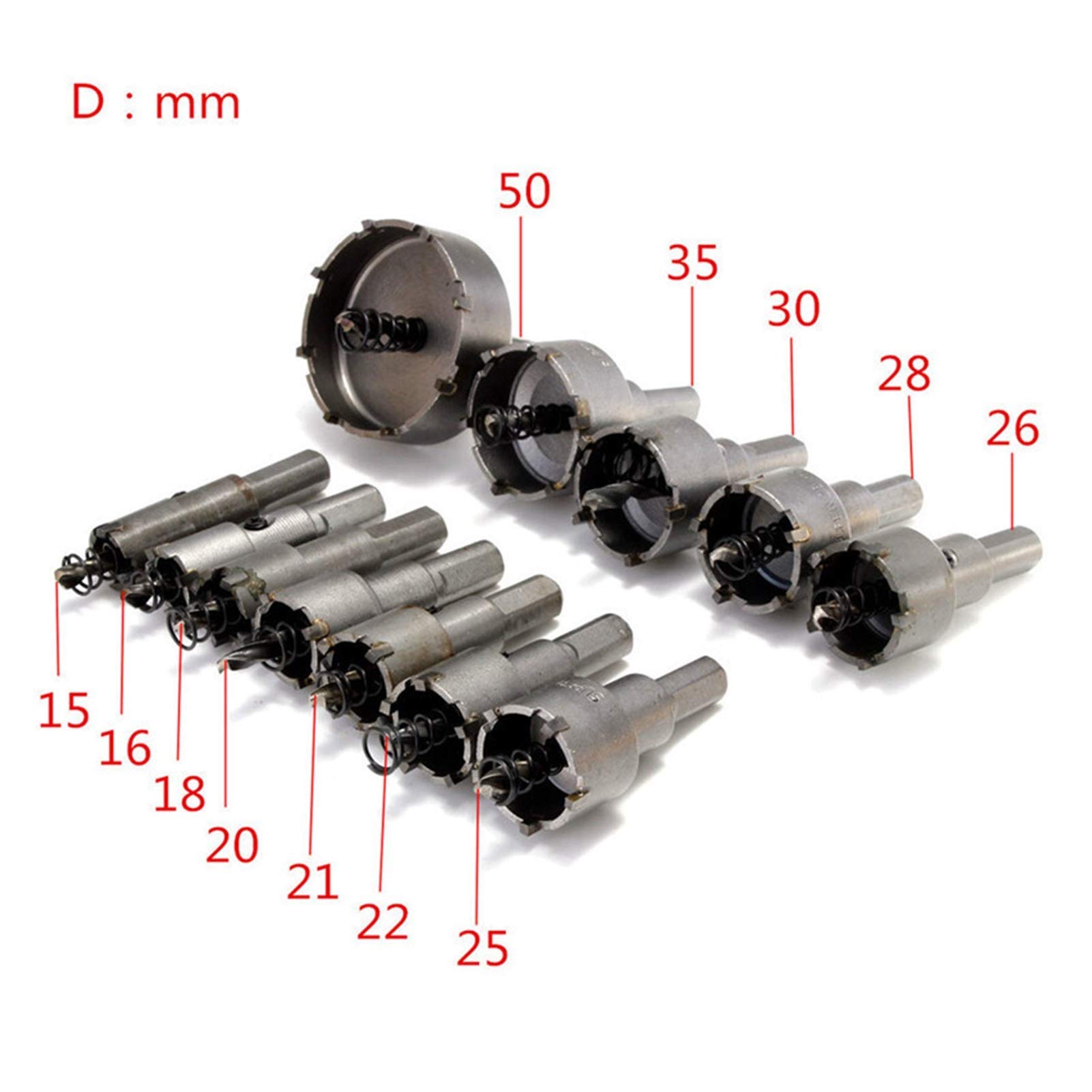 Wiertła Zestaw wierteł 12 szt. Zestaw otwornic do metalu Zestaw wierteł Ze stali nierdzewnej Przycinarka do drewna 15 mm-50 mm Uniwersalne narzędzie do cięcia metalu