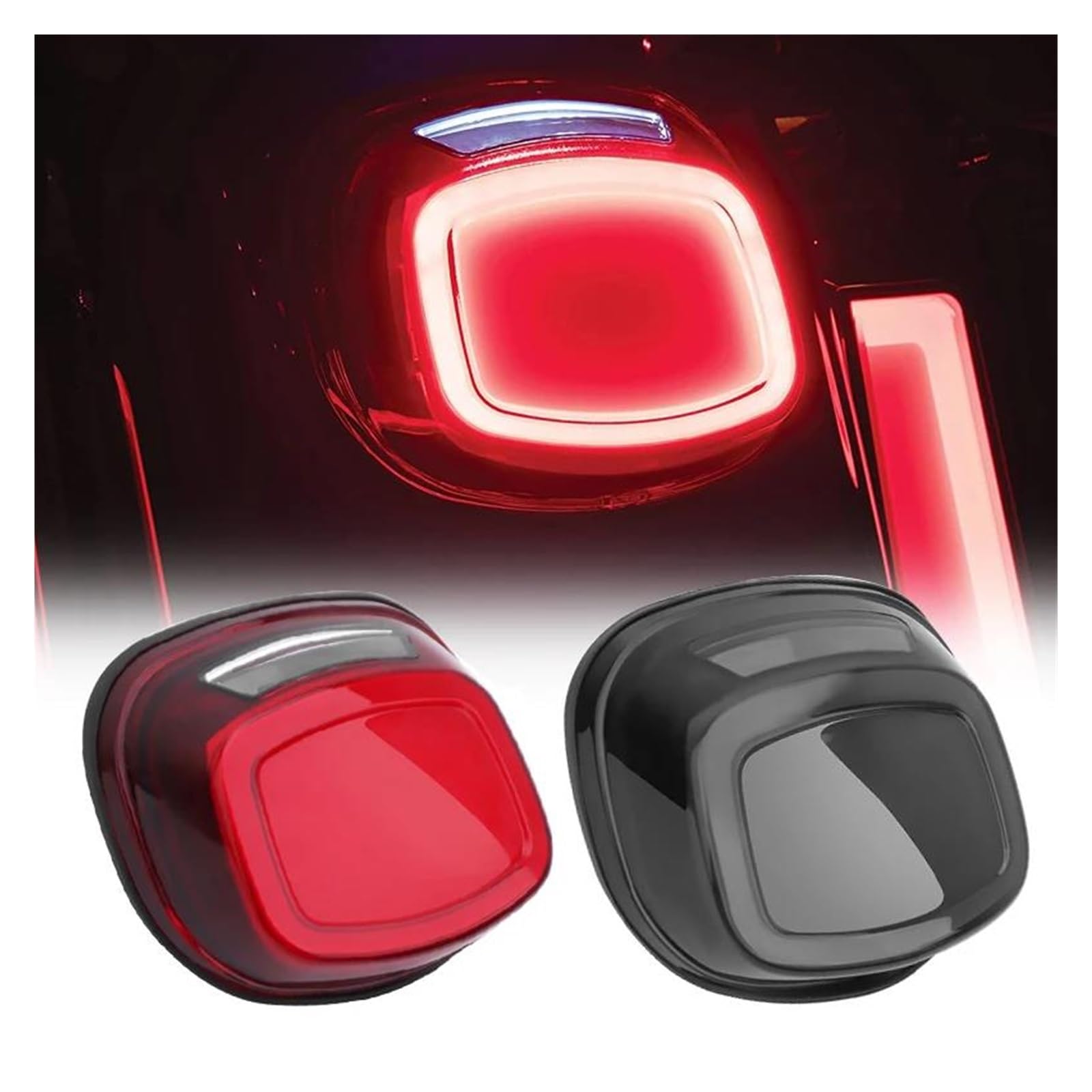 luce posteriore freno stop Fanale posteriore per moto a LED, luce freno rossa, fumo, per Harley, per Touring, per Softail, per Dyna, per Sportster XL883N 1200N(Smoke)
