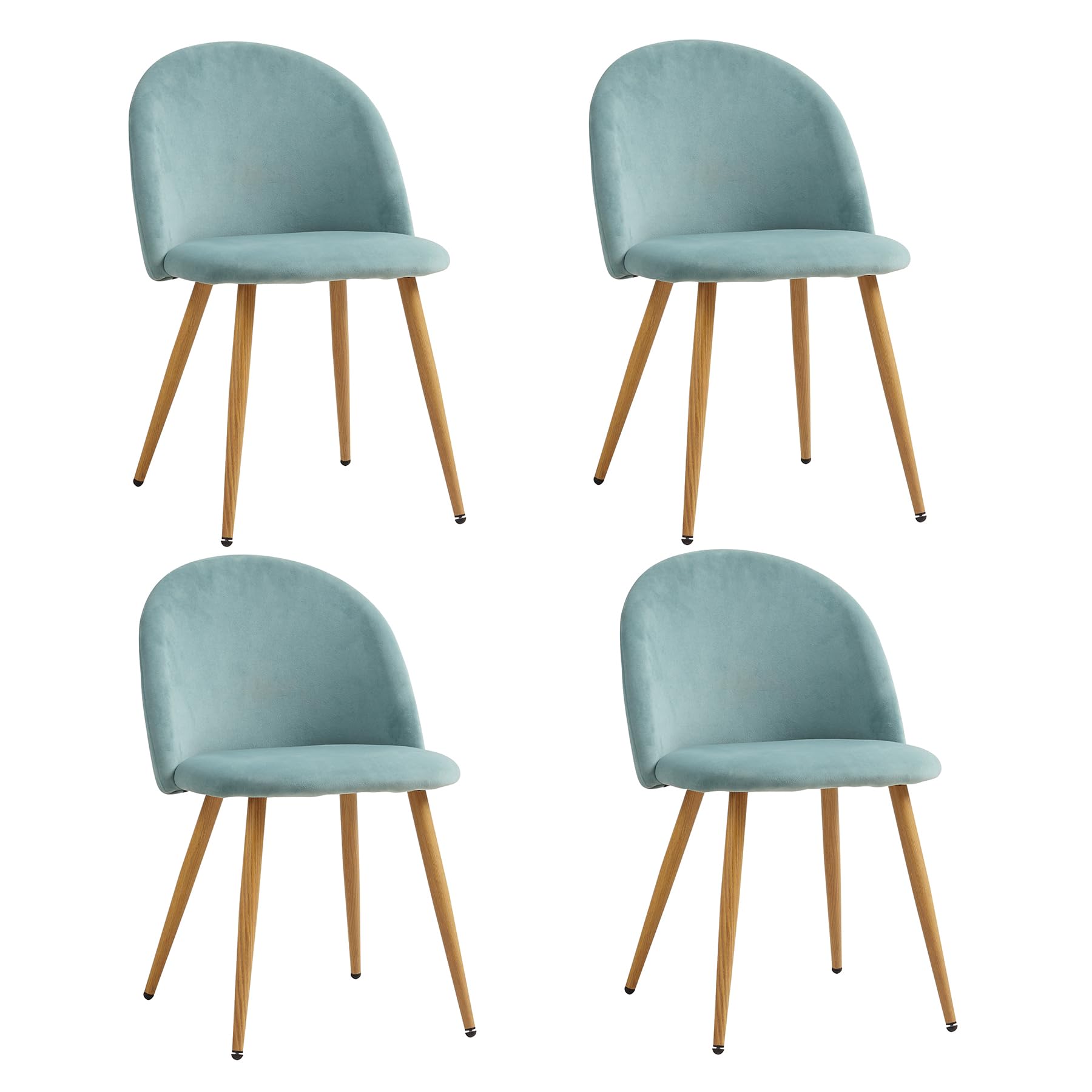 Juego de 4 Sillas de Comedor de Terciopelo, Silla de Cocina Moderna Tapizada con Patas de Metal, Sillas de Mediados de Siglo para Comedor, Cocina, Sala de Estar (Verde)