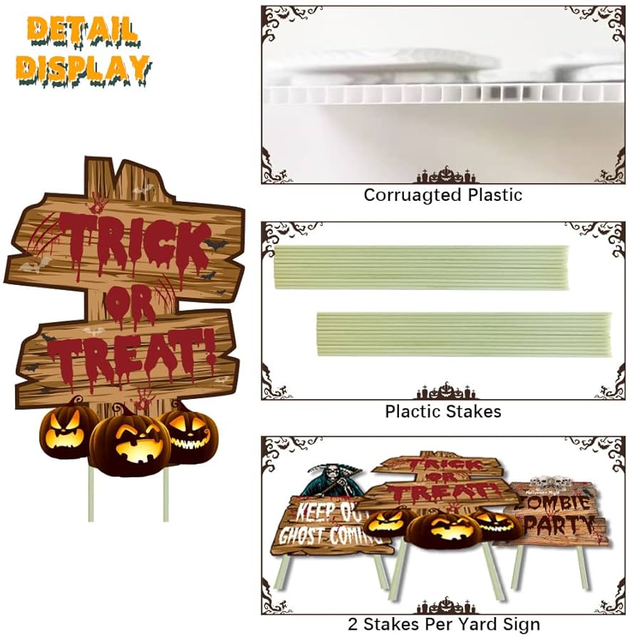 GABOSS Halloween Decorations Beware Signs Yard Stakes