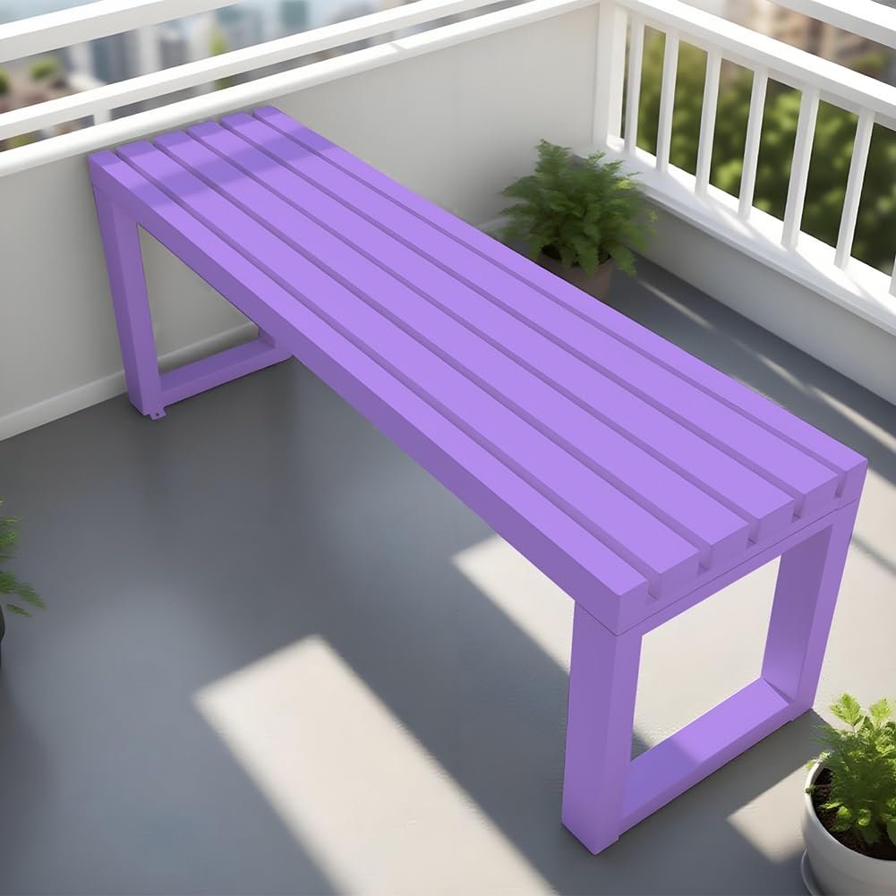 Gartenbank aus Metall, 2-Sitzer, ohne Rückenlehne, wetterfest, in den Größen 100/120/150/180 cm erhältlich, für Balkon und Terrasse