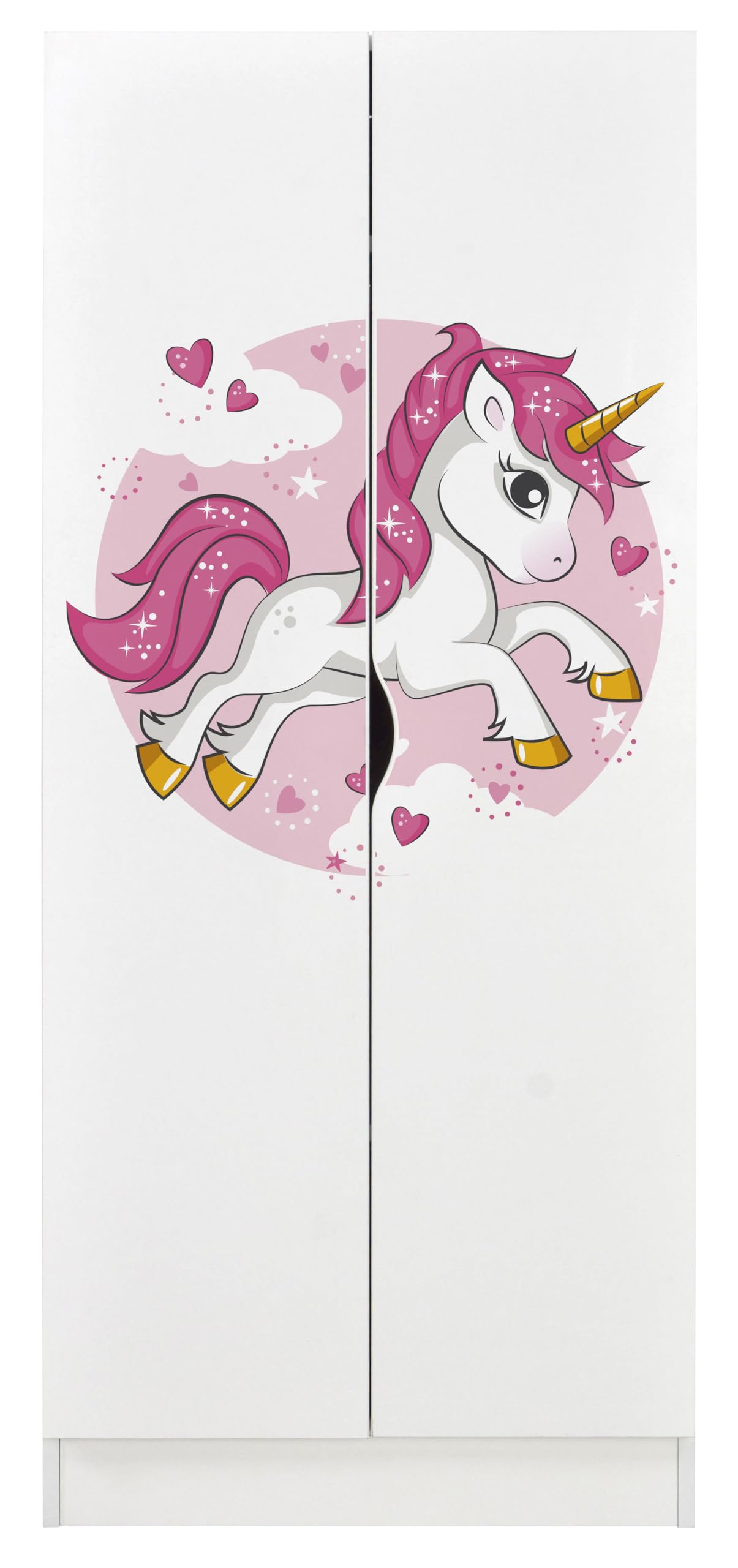 Leomark Blanc Armoire à Deux Portes - Roma - penderie pour vêtements, Style scandinave, Meubles pour Enfants, équipement pour la Chambre des Enfants, Dim: 161,5 (H) cm (Lovely Licorne)