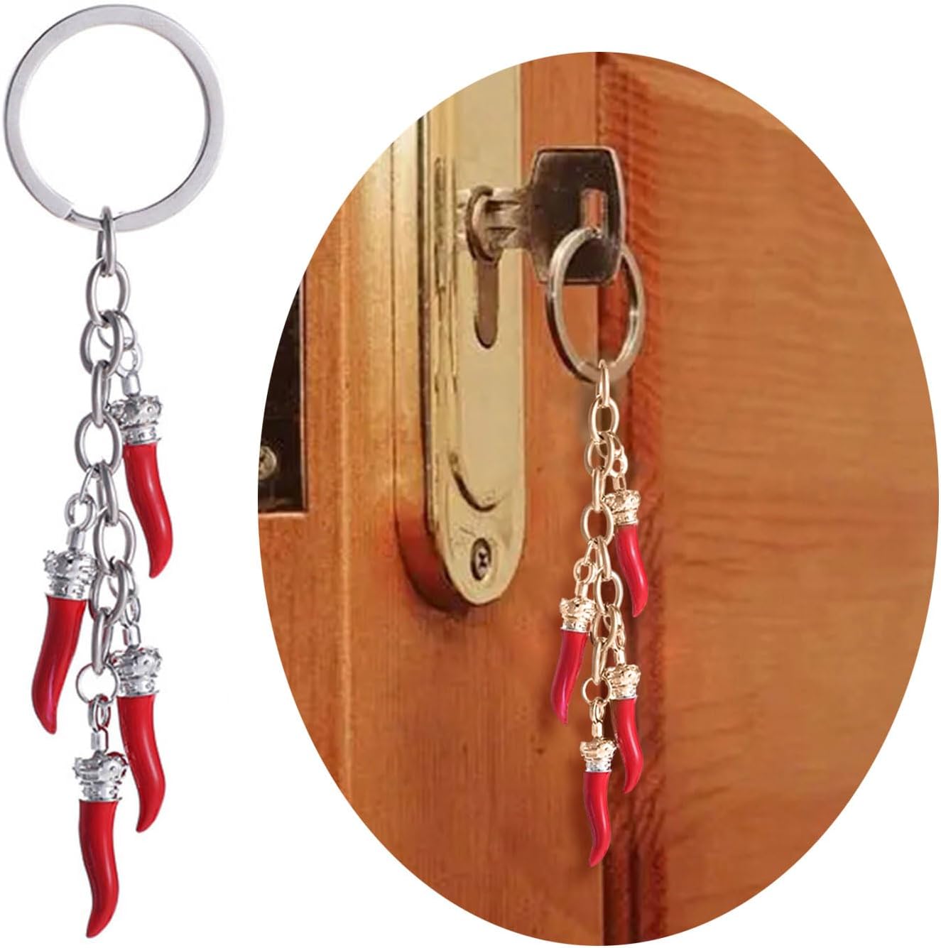 Fashionable Chili Pepper Keychain Stylish Bag Charm Durable Alloy Keyring Decoration Unique Oil Droplet Effect Key - Image 2