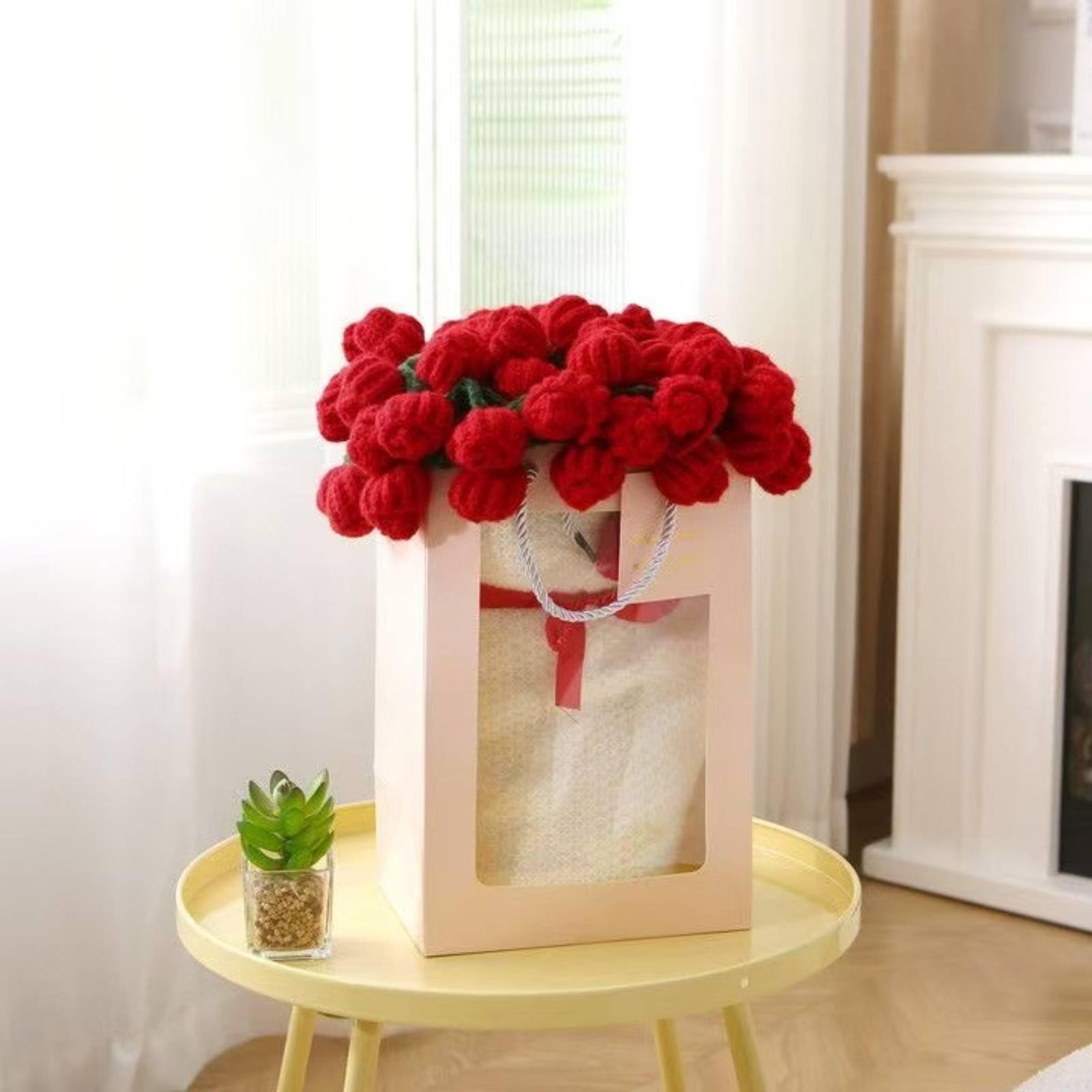 Manta Ramo de Flores Multiusos Manta de Punto con Rosas 3D Suave y Transpirable Cubrecama Floral Tejida para Dormitorio, Rosa, Caja+Regalo+22+Flores