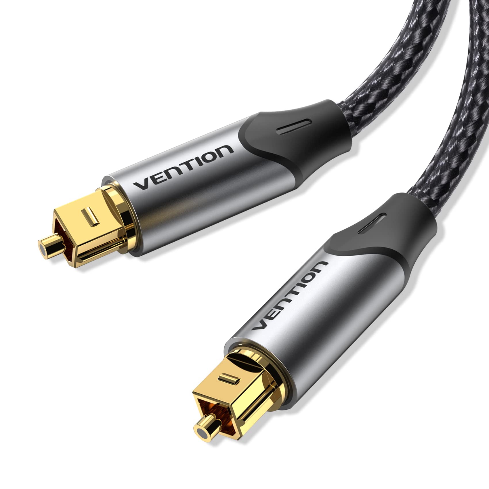 VENTION Kabel optyczny Toslink 1,5 m, optyczny cyfrowy kabel audio S/PDIF, pleciony, pozłacany, aluminiowa obudowa, kabel światłowodowy do soundbara, zestawu stereo, kina domowego, PS4, Xbox itp.