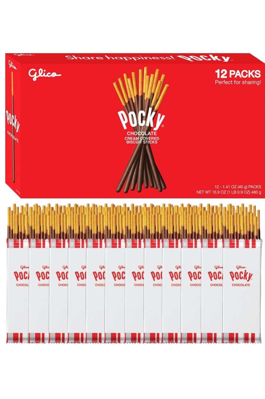 POCKY Chocolate Cream Covered Biscuit Sticks 12 pouches 480 grams by Pocky