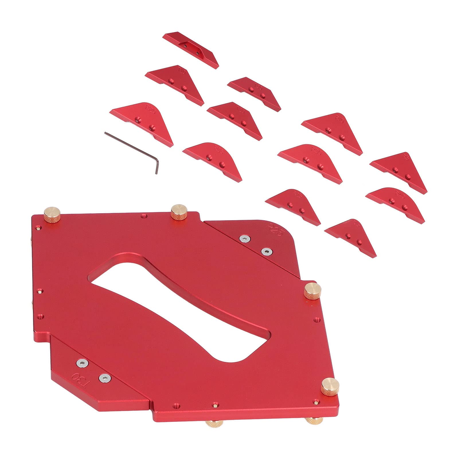 Plantilla de esquina de la Mesa enrutador, Kit de plantillas de radio de aleación de aluminio, herramientas profesionales de carpintería para carpinteros, tratamiento de bordes DIY