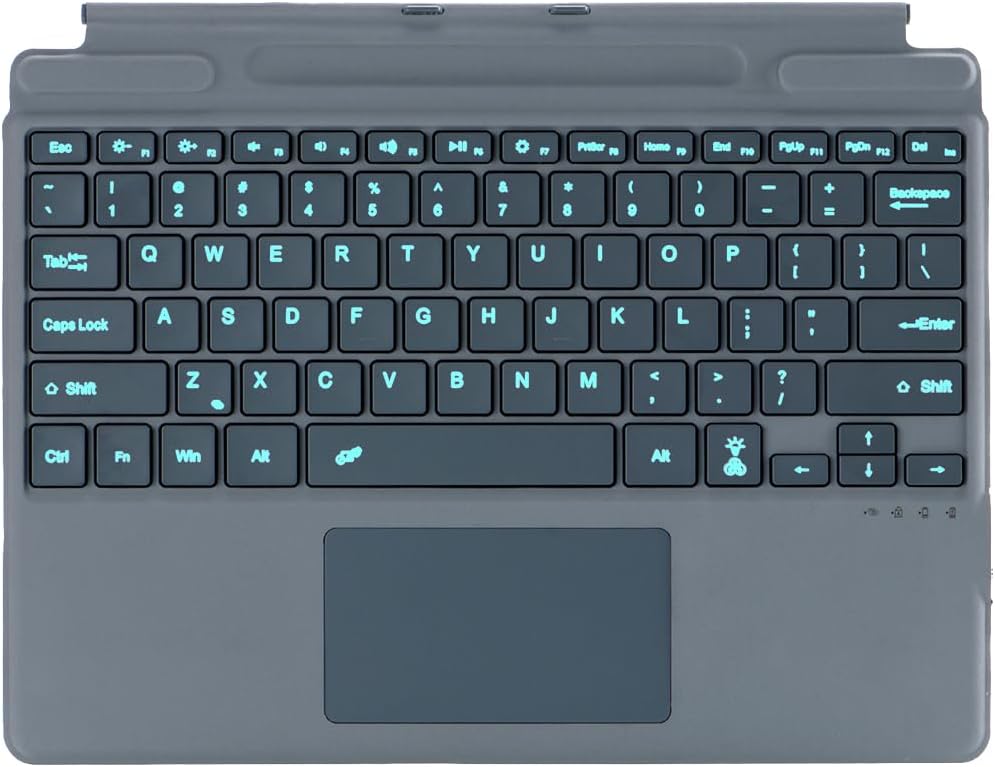 Keyboard for Microsoft Surface Pro Copilot+ (11th Edition) / Pro 11 / Pro 10/9 / 8 / X, 13 inch, Detachable Type Cover with Touchpad, 7-Color Backlit & Pen Holder (Gray)
