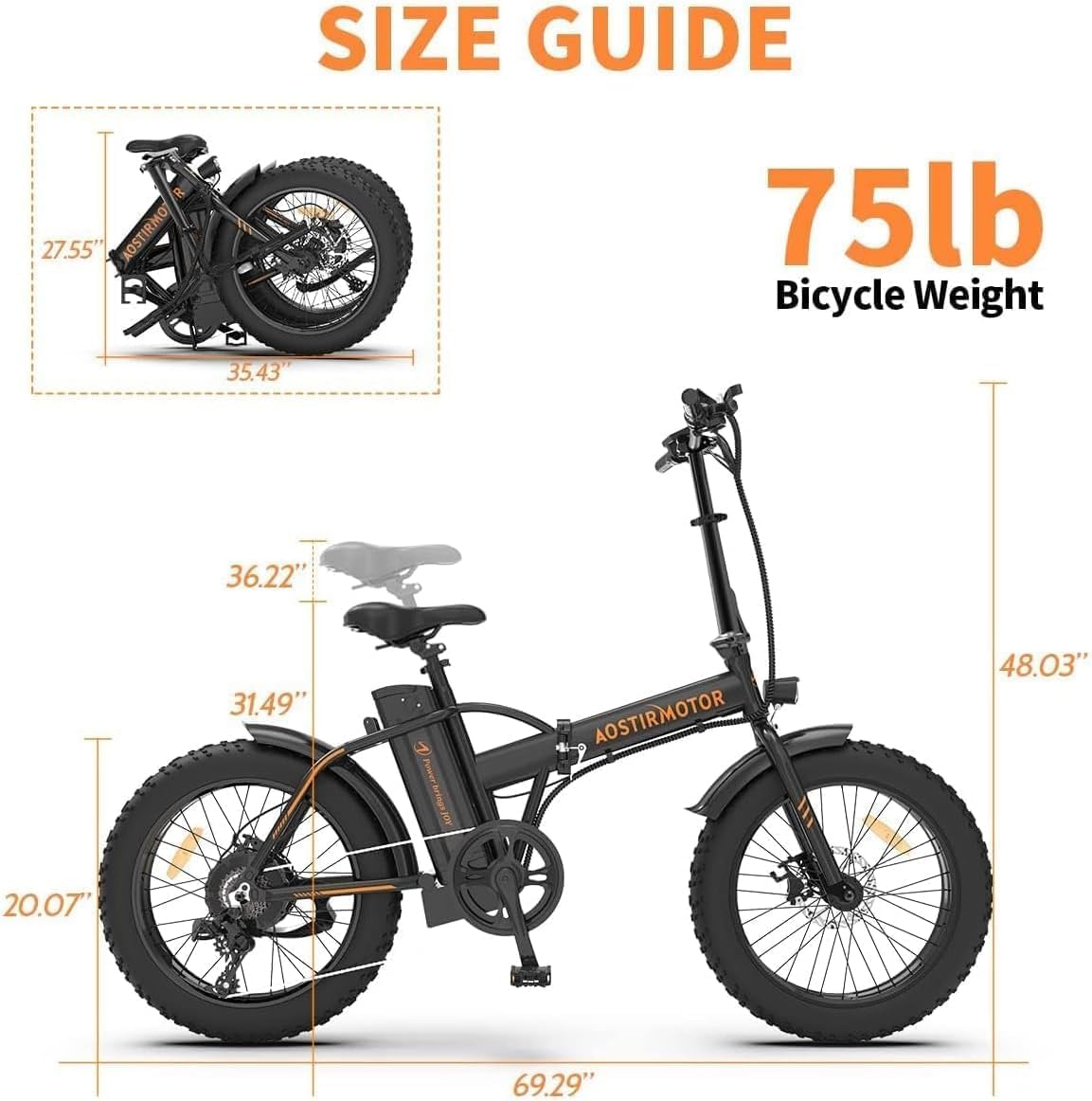 AOSTIRMOTOR Electric Bike Size Guide