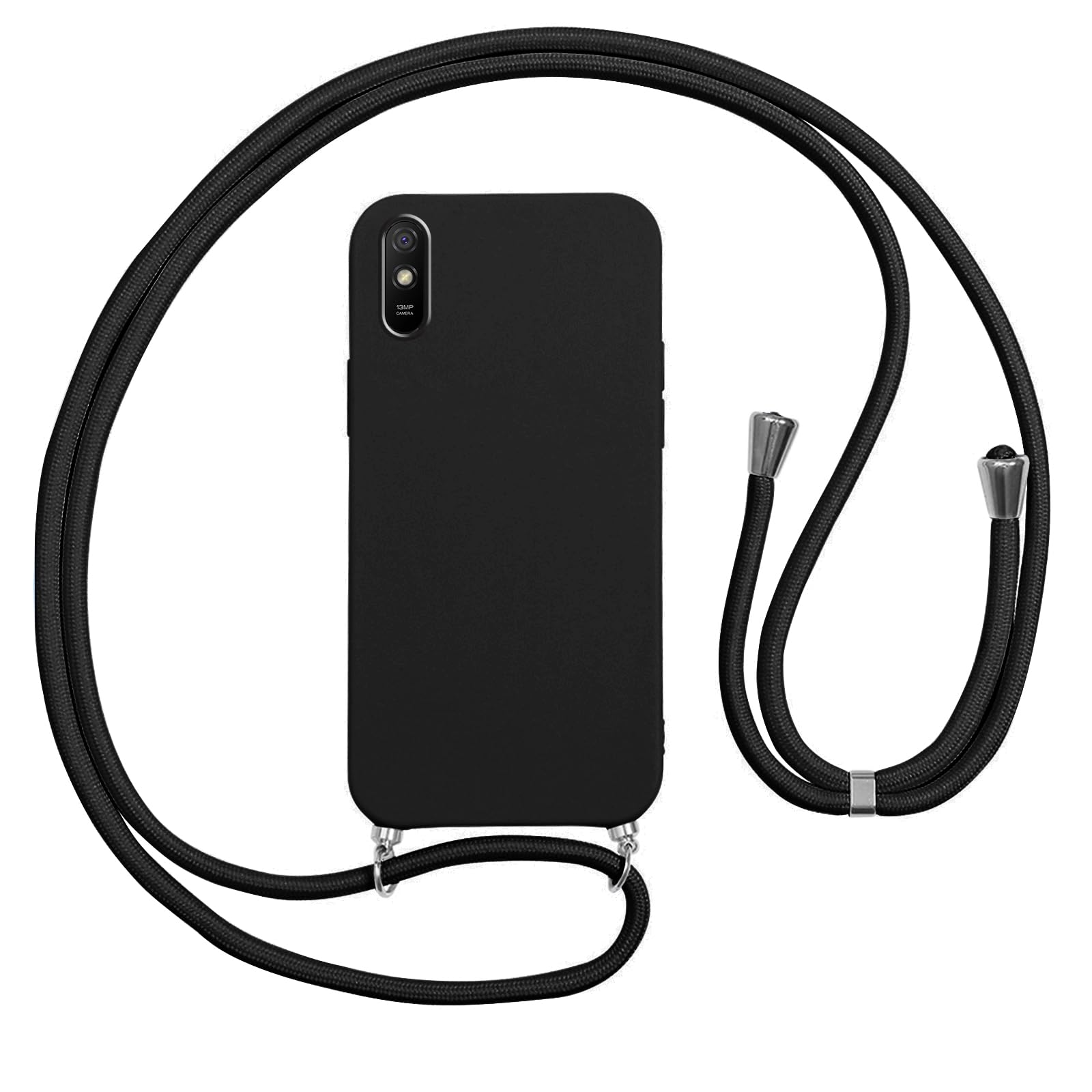 Vauki Handyhülle Mit Kette Für Xiaomi Redmi 9AT/9A – Marmor-Glitzer-Design, Transparent, Inkl. Halsband