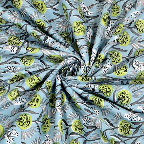 Image of BLOCKS OF INDIA Hand Block Printed 200 TC Cotton King Size Bedsheet (Grey GAD Buti)