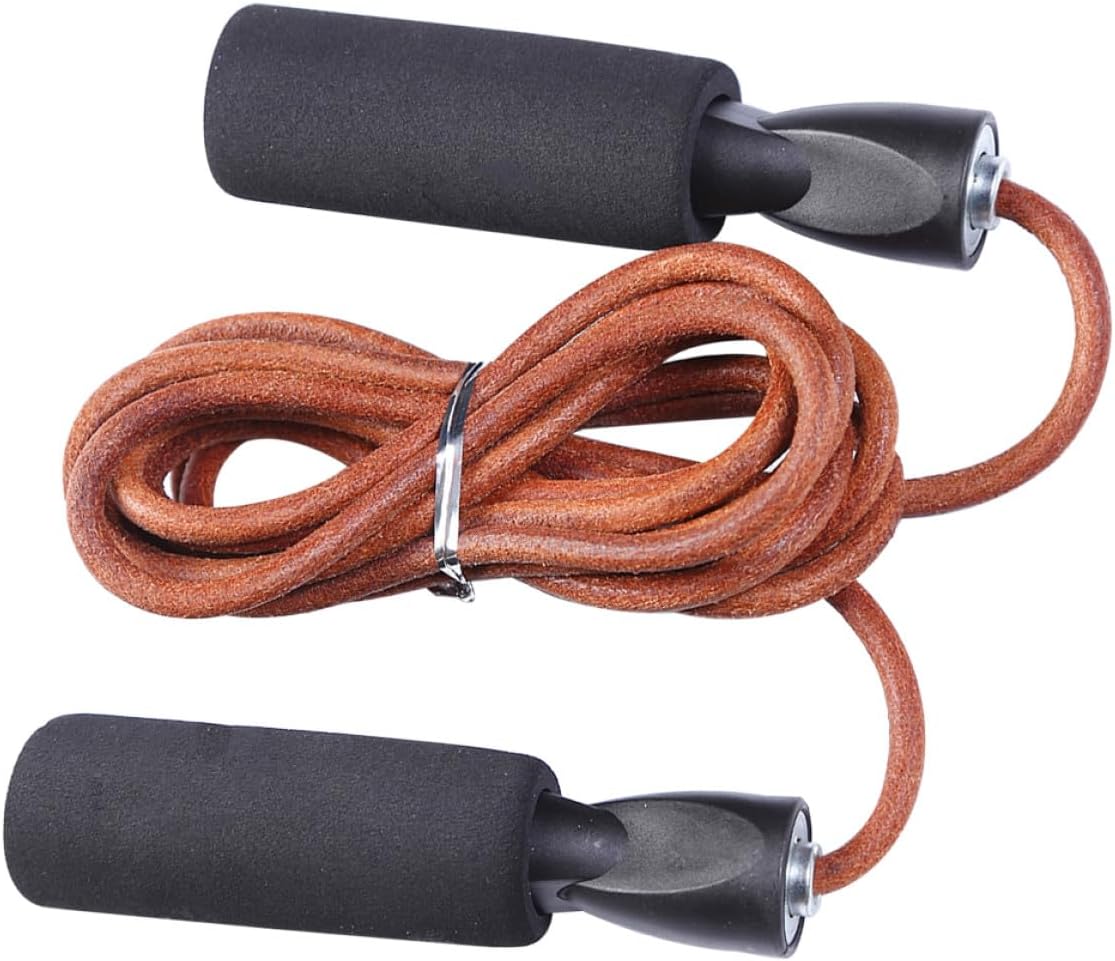 Adjustable Leather Jump Rope Bearings, Speed Skipping Rope Sponge Handles for Professional Adult Fitness Training and Cardio Exercise