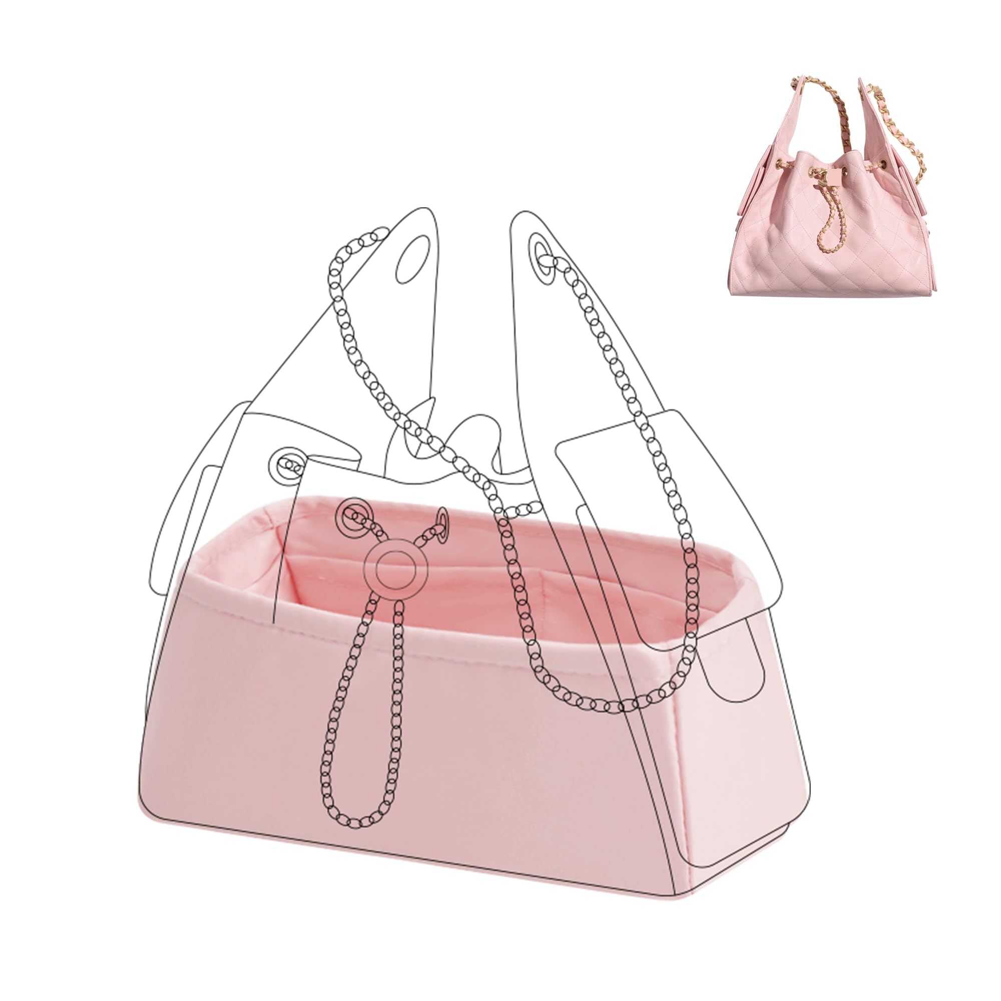 Dgaz Pink Silk Bag Organiser Insert Fits Chanel 25C S/M Bags, Silky Smooth Bag Organiser, Luxury Handbag & Purse Shaper (, 25C Hobo Smalll)