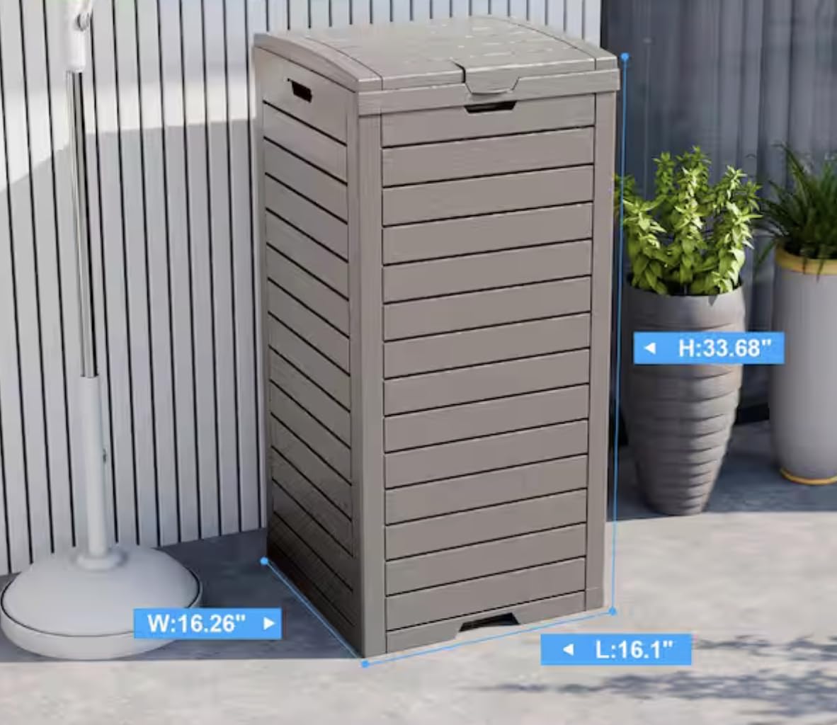 31 Gallon Brown Outdoor Storage Trash Can with Lid VQ92444