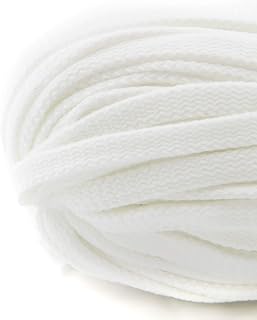 Cordón plano de poliéster sin núcleo, 50 m, 8 mm de ancho, color blanco