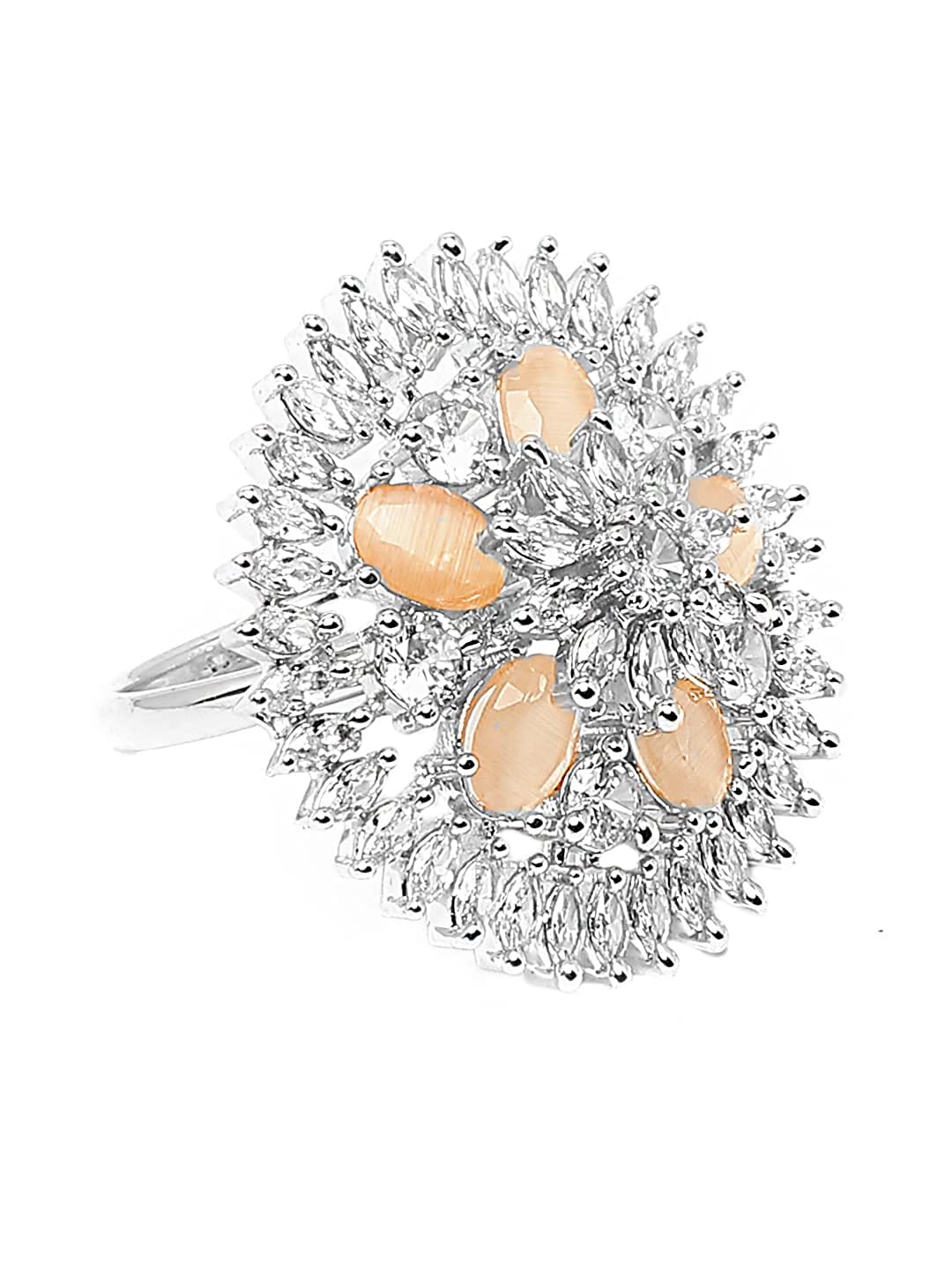 Yellow Chimes Rings for Women American Diamond Ring Rhodium-Plated Crystal AD-Studded Floral Finger Ring For Women and Girls. (RGX 4) (B09MYPK7MG) Amazon Price History, Amazon Price Tracker
