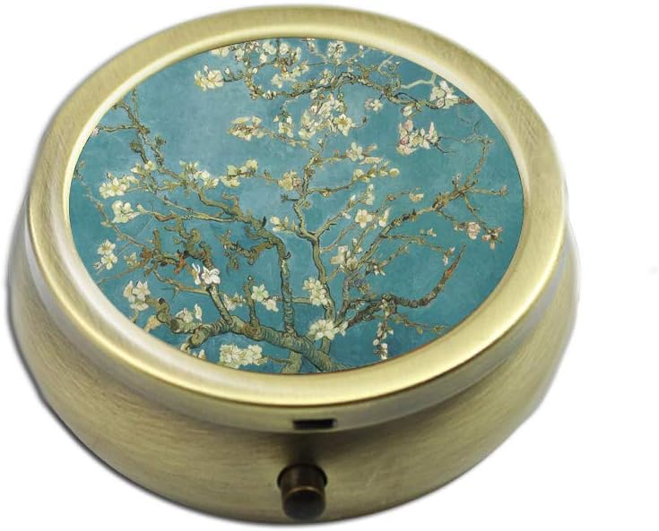 Pill Case - Cheliz Compact 3 Compartment Medicine Case, Pill Box for Pocket or Purse(Peach Blossoms)