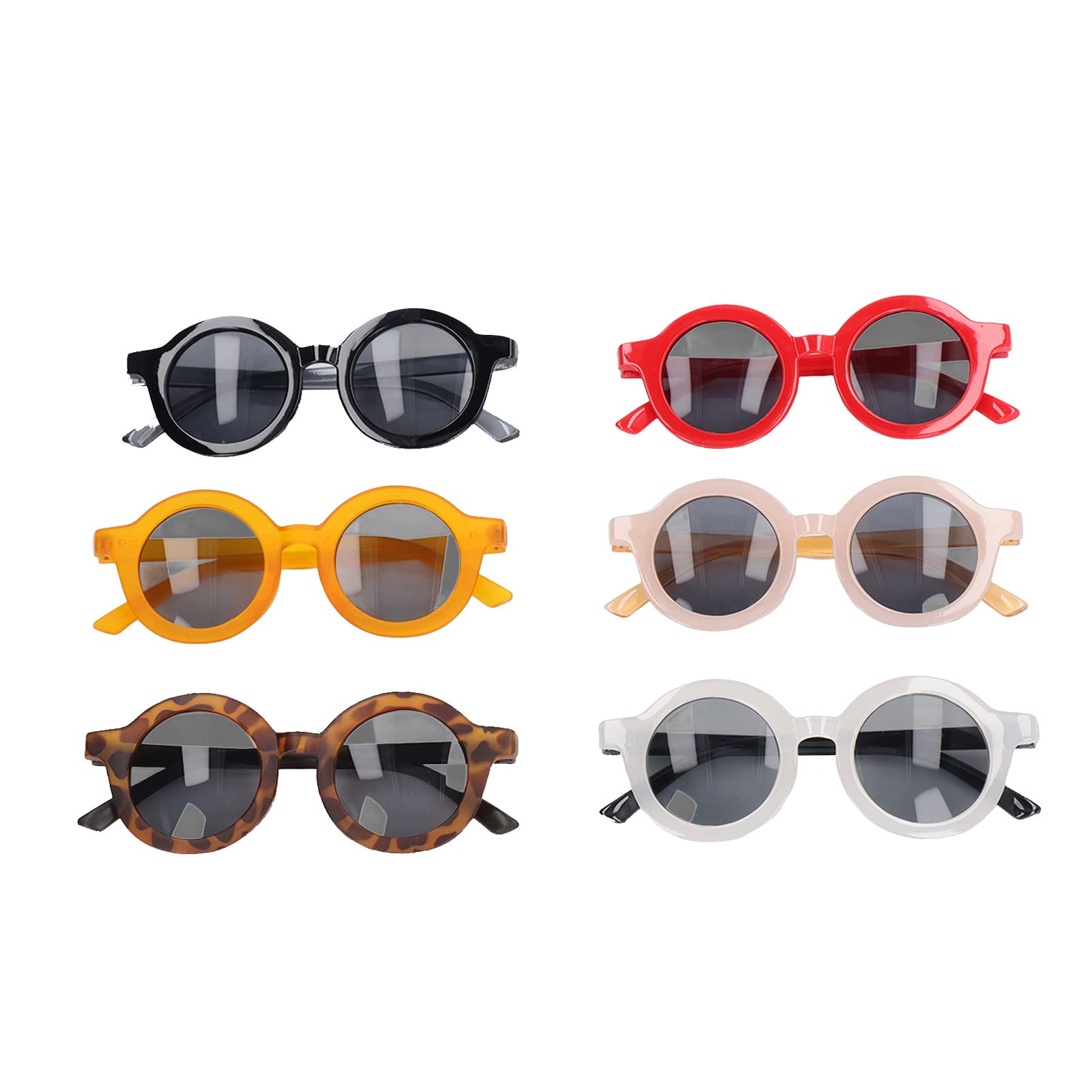 RIZGHWOY Gafas de Sol Redondas y Coloridas para Niños en un Juego de 6, Gafas de Sol Ligeras con Protección UV, Ideales para Uso en Exteriores
