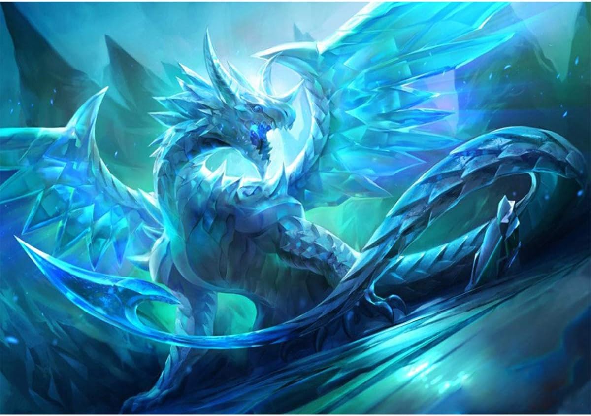 DIY Diamonds Art Full Drill Diamond Embroidery Diamond Square Kits 5D Diamond Painting Kit Home Wall Decor Blue Dragon 11.8X15.7inch