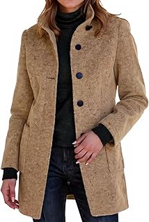 Long Pea Coats for Women 2025 Winter Stand Collar Single Breasted Wool Blend Peacoat Thicken Blazer Jacket