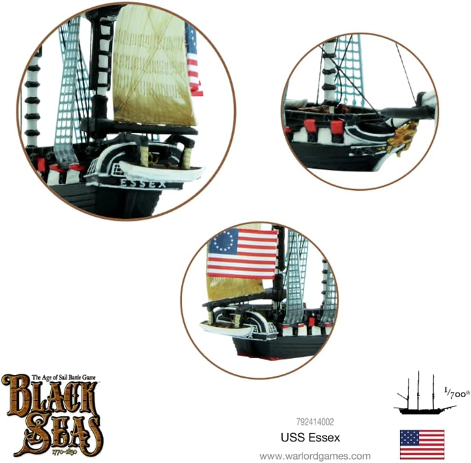 Warlord Black Seas The Age of Sail USS Essex for Black Seas Table Top Ship Combat Battle War Game 792414002
