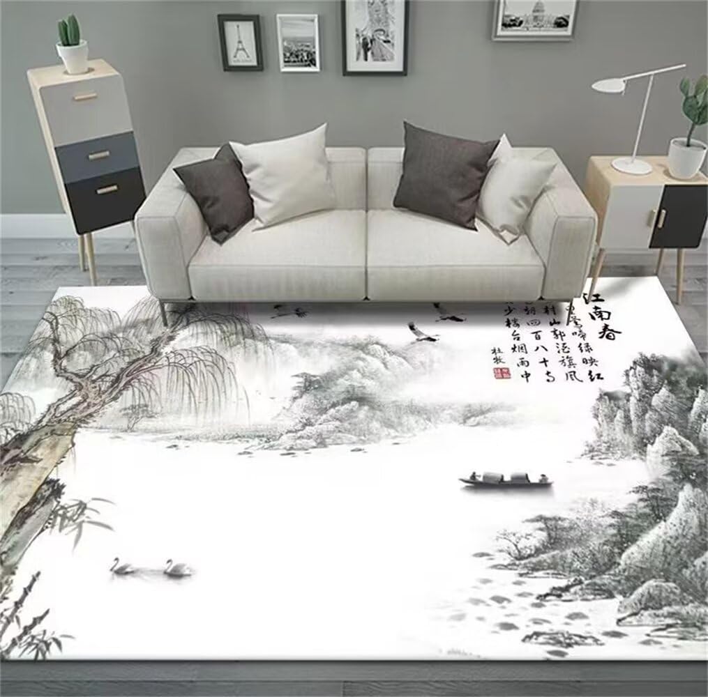Tapis de chambre ado lavable gris motif oriental 50x80cm tapis de salon et couloir