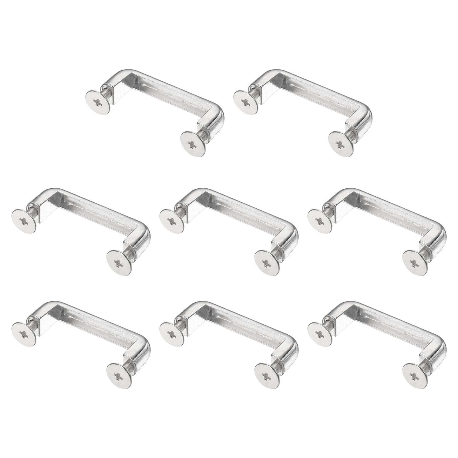 M METERXITY 8-Pack D-Ring Connector Buckles, 34mm x 6mm Alloy Right Angle Arch Bridge Buckles, Chain Strap Connector with Screws for Bag/DIY/Leather Craft/Backpack Making[Silver Tone]