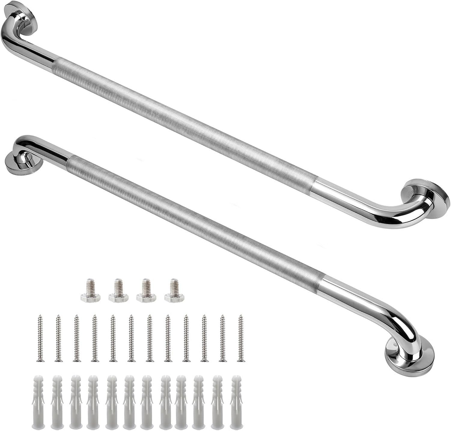 Barra de apoyo para ducha, 2 uds, 30 cm, acero inoxidable, Plata, 81.28 cm