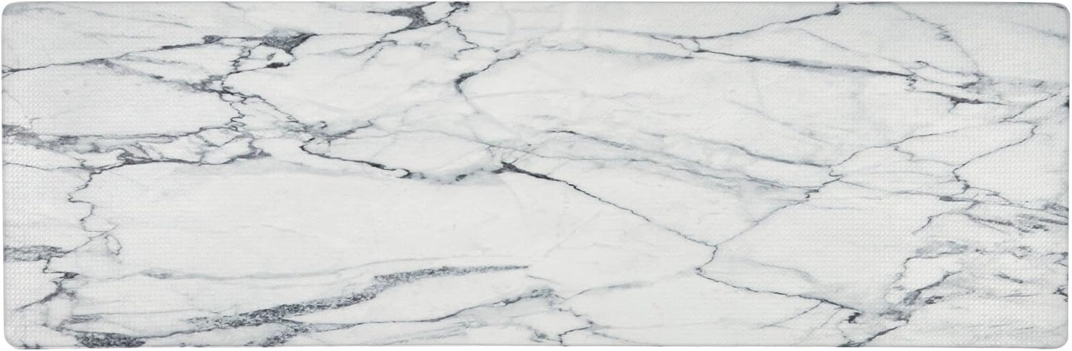 Home Dynamix Cozy Living Modern Marble Runner Anti-Fatigue Kitchen Mat, Non-Slip Floor Mat, Padded Standing Desk Mat, Grey/White, 17.5"x55" 55"L x 17.5"W x 0.5"Th Grey/White