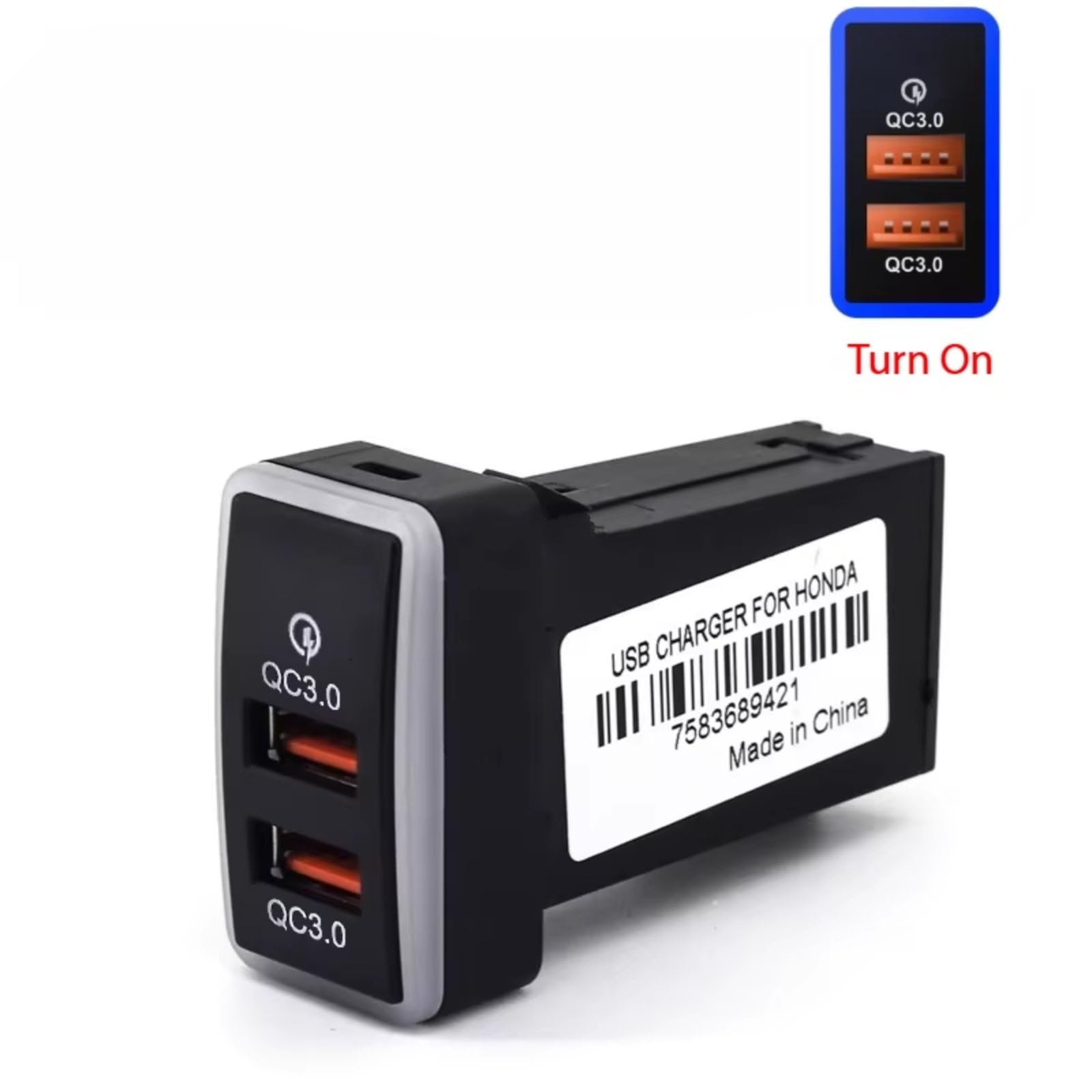 Puerto USB Consola Central Compatible Con Fit Para Civic Para CRV 2007-2013 Coche Para Cargador Dual QC3.0 Carga Rápida Toma De Corriente Carga Puerto USB AUX Jack
