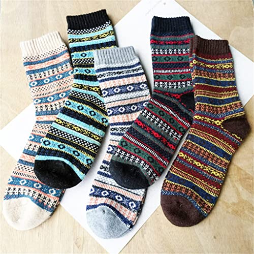 DYHWAC AUTUMM Invierno Hombres ESPULAR Caliente Harajuku Retro Moda Retro Cálidos de algodón Ocasionales Calcetines de Nieve(3-Pack)