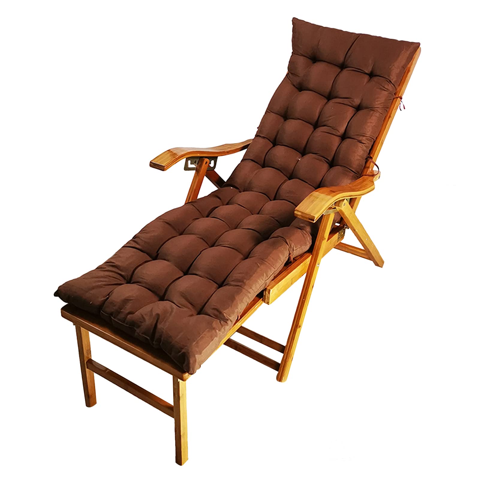 WOTZOV Wooden Reclining Chair, Outdoor Folding Lounge Chair 5-Position Adjustable Garden Sun Lounger, Relaxer Sunbed Siesta Chair With Stretchable Footrest