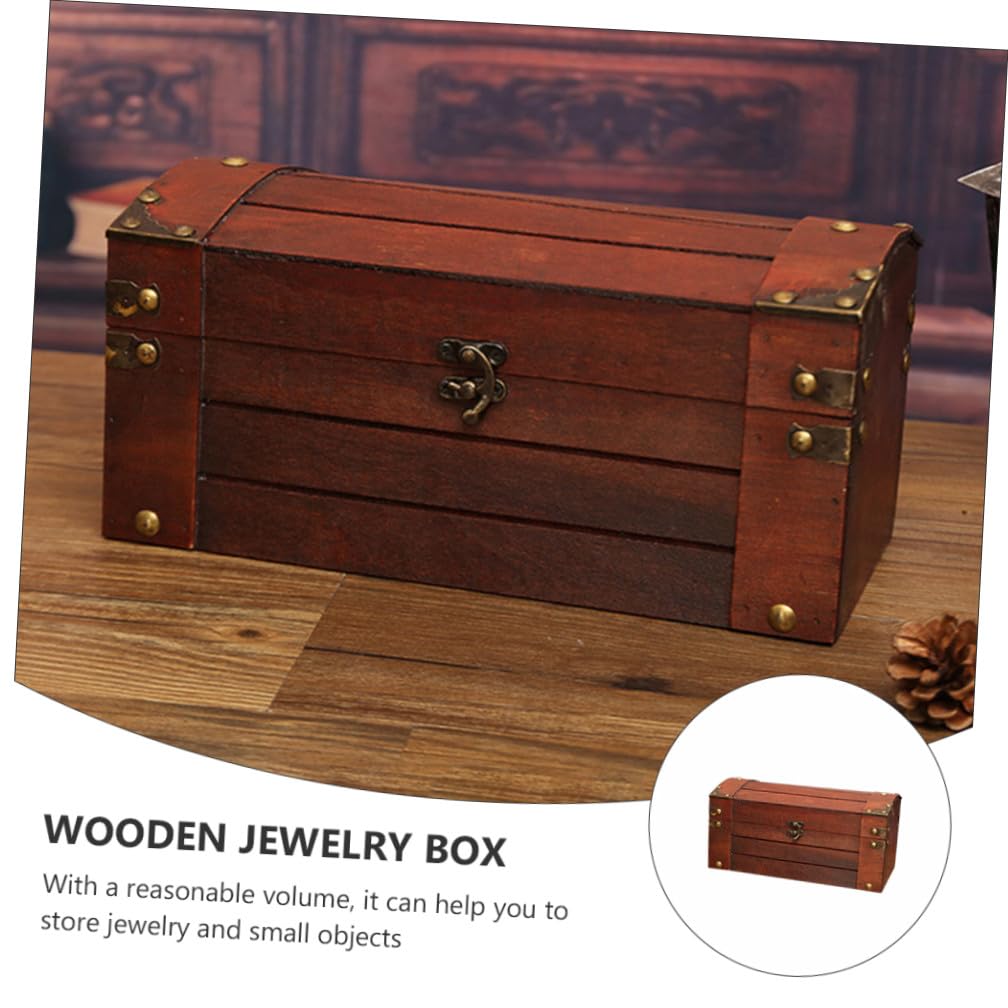 IMIKEYA Vintage Holzkiste mit Deckel als Aufbewahrungsbox für Schmuck und Dekorative Requisite für Fotografie Braun im Antiken Stil