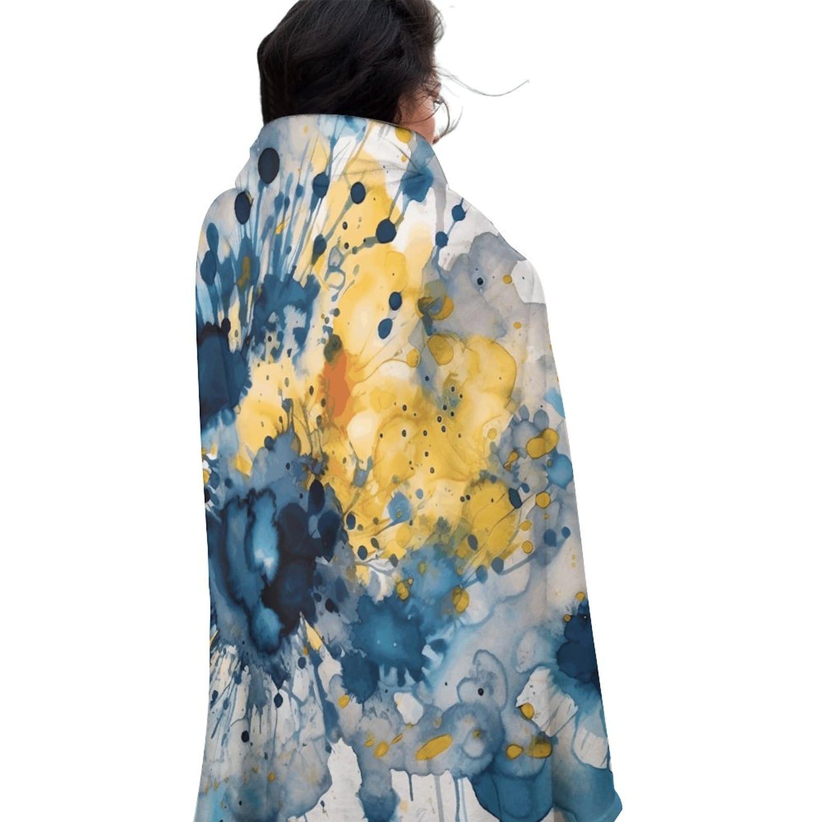 Couverture ronde jaune et bleue de 150 cm idéale pour le camping