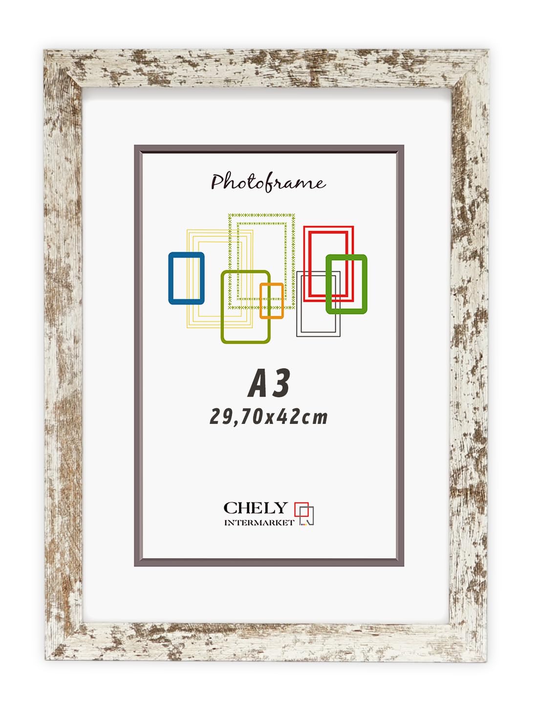 CHELY INTERMARKET Marco de Fotos A3 (Vintage) MOD-204 Hecho de Madera, Ancho de moldura 3cm