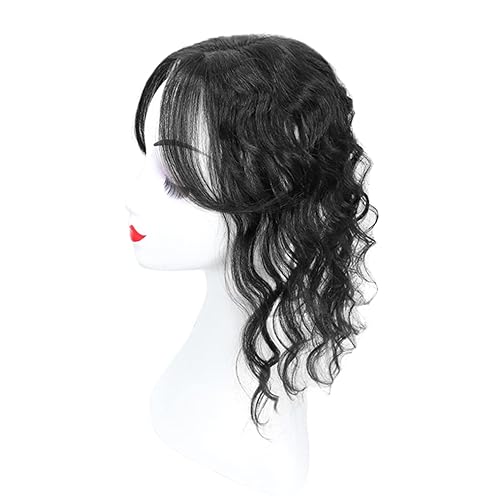 Miniatura 10 de Pelo humano rizado para mujer, con flequillo lateral, flequillo lateral, añade volumen de pelo, 5.0 x 5.0in, base de seda, corona para el pelo,