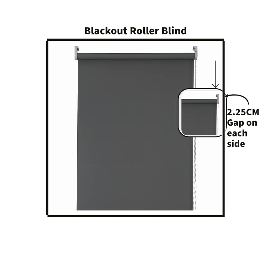 Funky Gadgets Blackout Roller Blinds Window Shades Easy Fit Thermal Roller Blind 3 Pass Black Out Fabric For Room Darkening Trimmable Child Safe Metal Tube Light Grey (180cm Wide X 210cm Drop