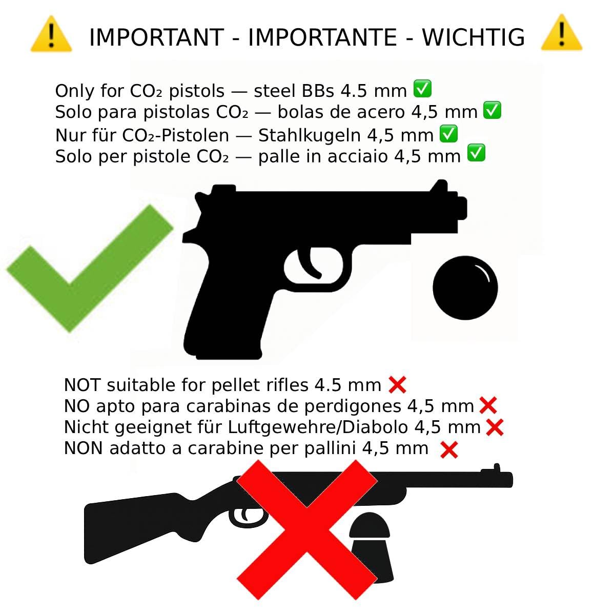 3000 unità - Sfere in acciaio, calibro 4,5 - per pistole ad aria compressa CO2 4,5 mm BBS, calibro 4,5 mm. Flacone da 3000 unità di acciaio.