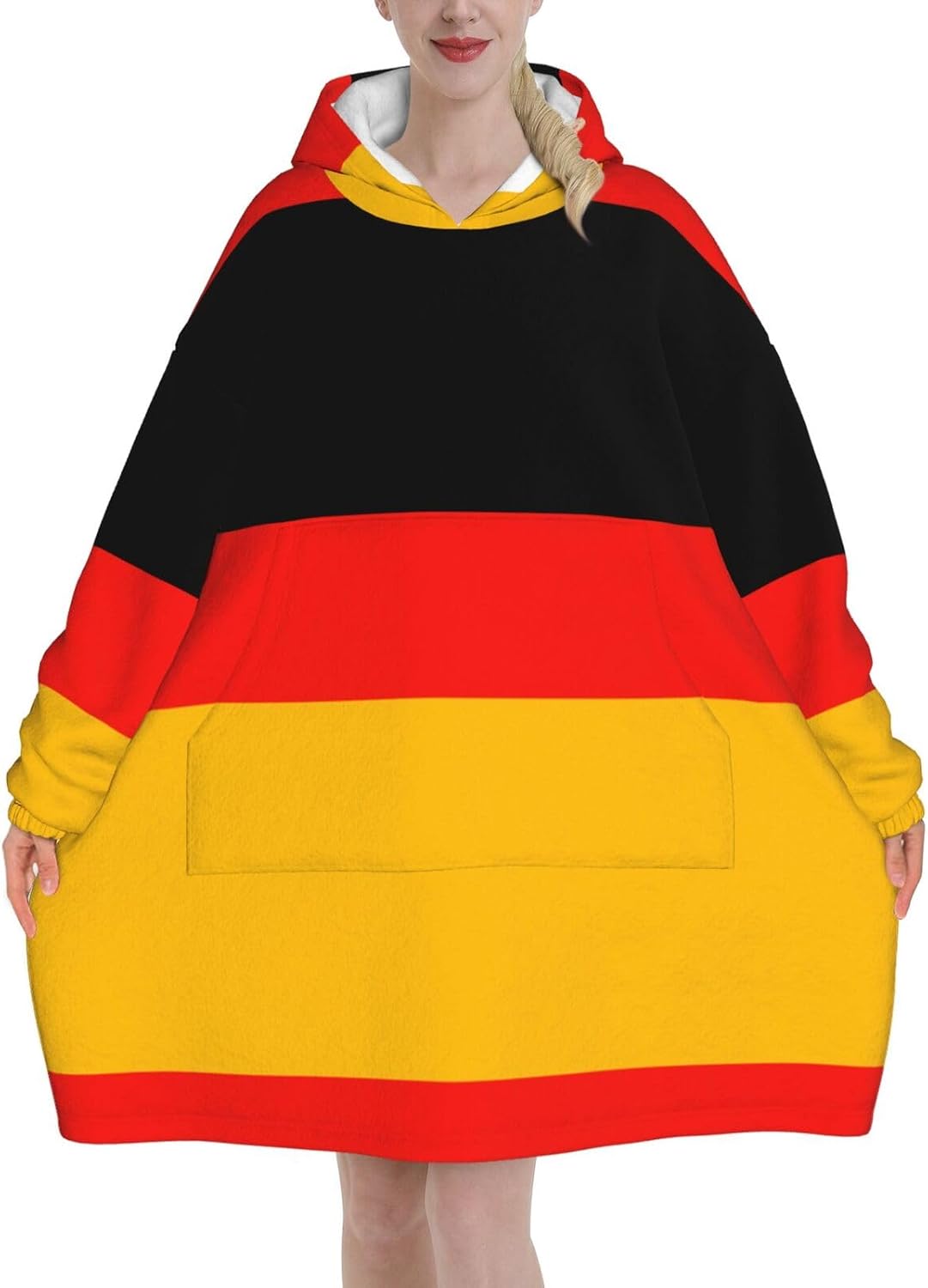 MUSM Germany Flag Print Blanket Hoodie Fleece Sweatshirt Blanket With Sleeves And Pockets