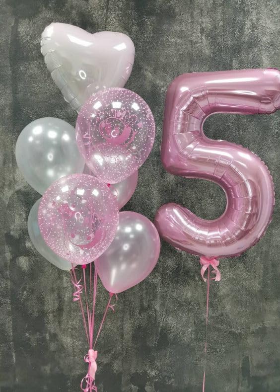 Image of 5 Balloon Numbers Birthday Decorations, 40In Pink Balloons for Men Women | Eye-catching Appearance, Perfect Decorative Centerpieces, Convenient Self-sealing Structure, Widely for Various Occasions