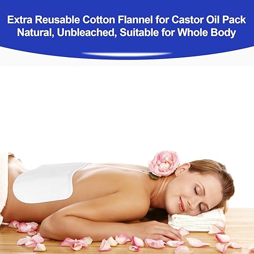 Miniatura 4 de Paquete de aceite de ricino, paquete de 4 paquetes de aceite de ricino de franela de algodón orgánico, kit de almohadillas de aceite de ricino